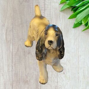 Vintage Cocker Spaniel Figurine Black & White Dog Made In Japan